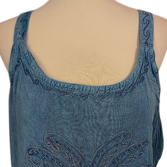 Raya Sun Embroidered Dress XL Coverup Bohemian Festival Y2K Vtg 90s Palm Trees - Picture 7 of 16